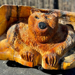 Hunker Down bear woodcarving