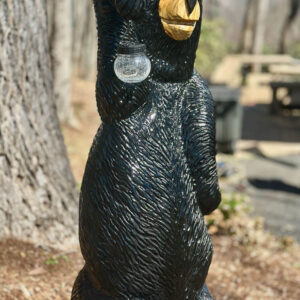 Black Bear with Lantern Chainsaw Carving